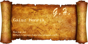 Gaisz Henrik névjegykártya